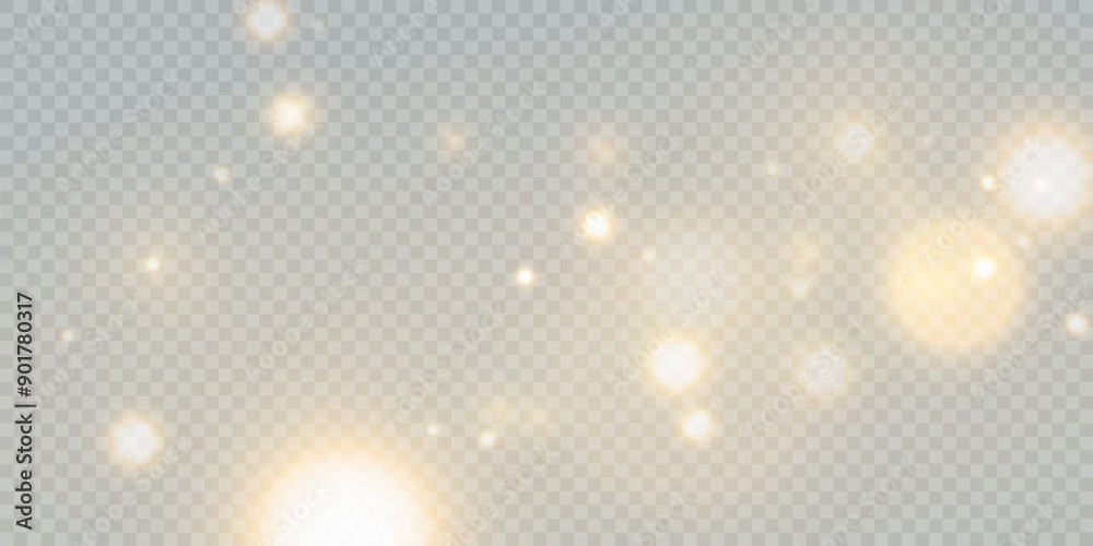 Aufkleber glowing golden dust bokeh with reflections. christmas glowing bokeh and glitter overlay texture for 