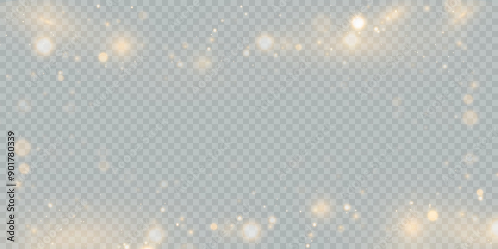 Aufkleber glowing golden dust bokeh with reflections. christmas glowing bokeh and glitter overlay texture for 