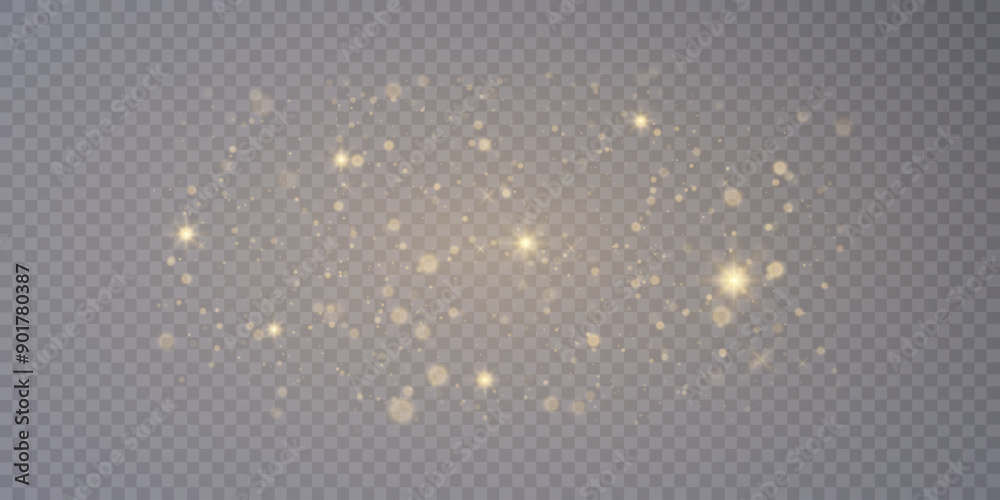 Aufkleber glowing golden dust bokeh with reflections. christmas glowing bokeh and glitter overlay texture for 