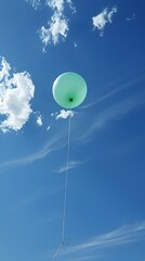 Obraz premium Inflated light green balloon floating in a clear blue sky
