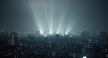 Cityscape With Searchlights