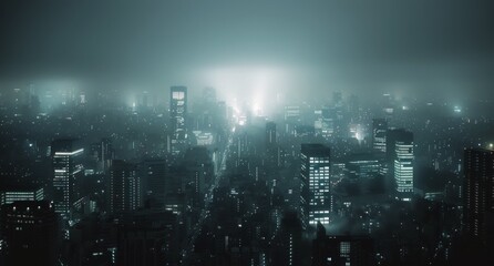 Obraz premium Foggy Cityscape at Night