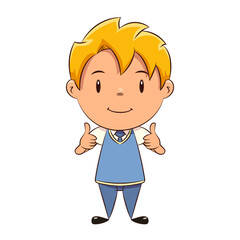 Kid two thumbs up, student, boy, school uniform