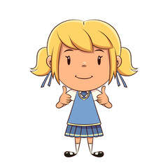 Girl two thumbs up, student, child, school uniform