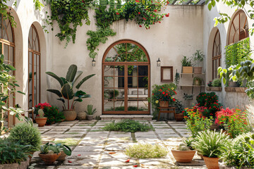Naklejka premium Mediterranean backyard arched doorway