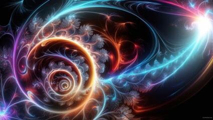 Dynamic Fractal Patterns with Vivid Color Contrasts Background