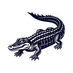 Vector cartoon Alligator Crocodile silhouettes Clipart illustration On a White Background