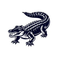 Vector cartoon Alligator Crocodile silhouettes Clipart illustration On a White Background