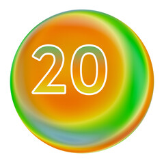 Colorful gradient sphere with number 20