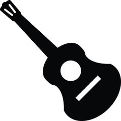 Guitars silhouette vector arts illustration. Black electric and acoustic music instrument, rock jazz guitar silhouette, music band guitars vector illustration icons set 