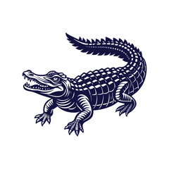 Vector cartoon Alligator Crocodile silhouettes Clipart illustration On a White Background