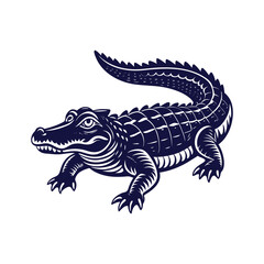 Vector cartoon Alligator Crocodile silhouettes Clipart illustration On a White Background
