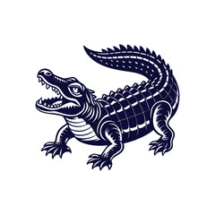 Vector cartoon Alligator Crocodile silhouettes Clipart illustration On a White Background