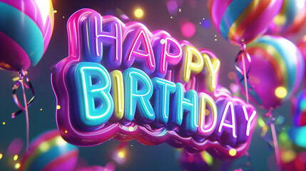 Bright 3D Happy Birthday card for celebration party