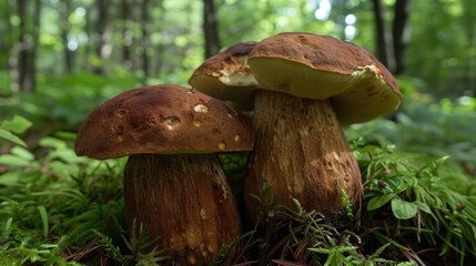 Gorgeous Boletus badius in woodland undergrowth