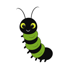 A green color cotton caterpillar on white background
