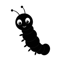 A black color cotton caterpillar on white background
