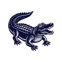 Vector cartoon Alligator Crocodile silhouettes Clipart illustration On a White Background