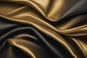 Obraz premium luxury antique opulent fabric wall in champagne gold and black gradient color. polished metallic wall texture use as background with blank space for design. shiny dark gold grunge wallpaper.