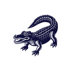 Naklejka premium Vector cartoon Alligator Crocodile silhouettes Clipart illustration On a White Background