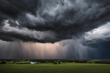 stormy clouds and rain with dramatic sky