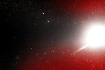 Fototapeta premium white black red glitter texture abstract banner background with space. Twinkling glow stars effect. Like outer space, night sky, universe. Rusty, rough surface, grain