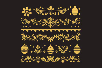 Ornament vector art illustration. floral vine, border, golden vector design. 