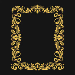 Ornament vector art illustration. floral vine, border, golden vector design. 