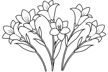 Freesia line art illustration Design Concepts