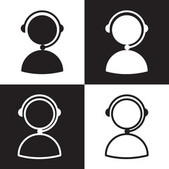 Customer support, assistance, technical support, customer service, call center, hotline, operator, staff, agent, service icon vector set in line and flat style for app and website. Vector. EPS 10