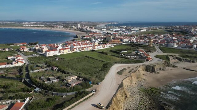Rock formations of the Papoa island in the site of geological interest of the cliffs of the Peniche peninsula, portugal