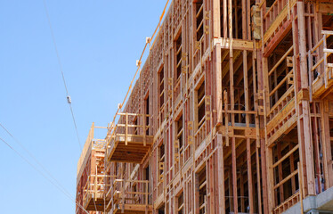 New construction building in framing stage