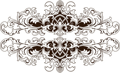 Baroque engraved. Victorian floral ornamental borders, vintage decorative frame elements. Vector illustration royal set for wedding invitation and greeting cards, ornaments romantic invitations