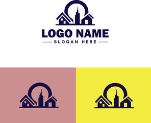 Real estate development icon Property development Real estate project Housing development flat logo sign symbol editable vector