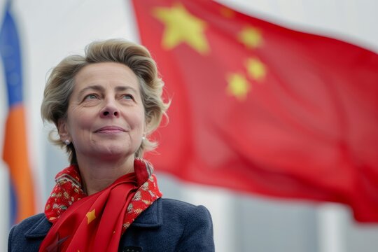china eu flags ursula von der leyen visit to china