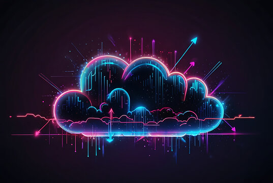 Network computing technologies, showcasing a futuristic server. Cloud or edge computing technology concept.
