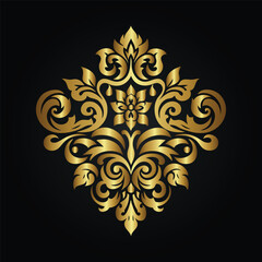 Ornament vector art illustration. floral vine, border, golden vector design. 