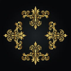Ornament vector art illustration. floral vine, border, golden vector design. 