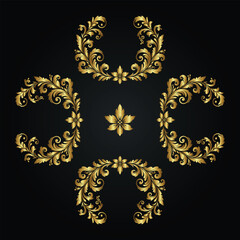 Ornament vector art illustration. floral vine, border, golden vector design. 