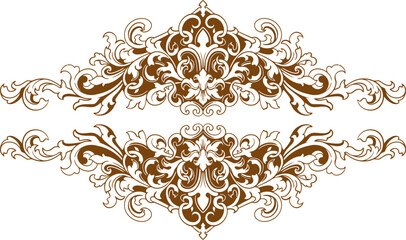 Baroque engraved. Victorian floral ornamental borders, vintage decorative frame elements. Vector illustration royal set for wedding invitation and greeting cards, ornaments romantic invitations