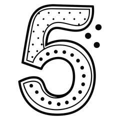 Minimalistic Dotted Outline Number 5 Vector on White Background