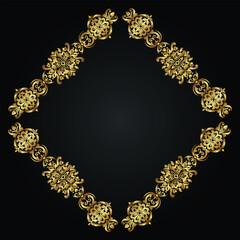 Ornament vector art illustration. floral vine, border, golden vector design. 
