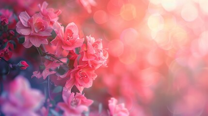 Fototapeta premium Blurred pink flowers background for advertising or wallpaper use