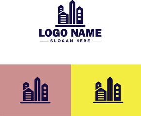Fototapeta premium Real estate development icon Property development Real estate project Housing development flat logo sign symbol editable vector