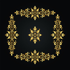 Ornament vector art illustration. floral vine, border, golden vector design. 