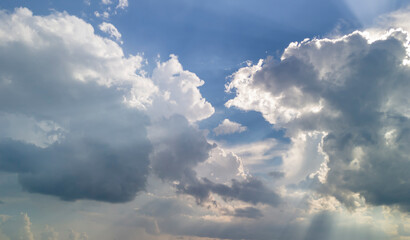 blue sky with white cloud background. Clear blue sky and white clouds