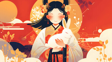 中秋嫦娥抱月兔