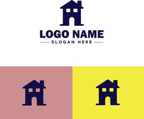 Real estate development icon Property development Real estate project Housing development flat logo sign symbol editable vector