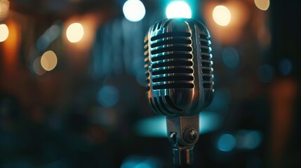 Close-up of a singer's microphone