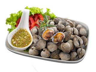 Seafood grilled on white plate transparent png